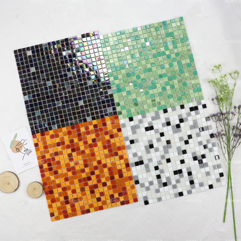 Custom Black Square Hot Melt Glass Mosaic Tiles