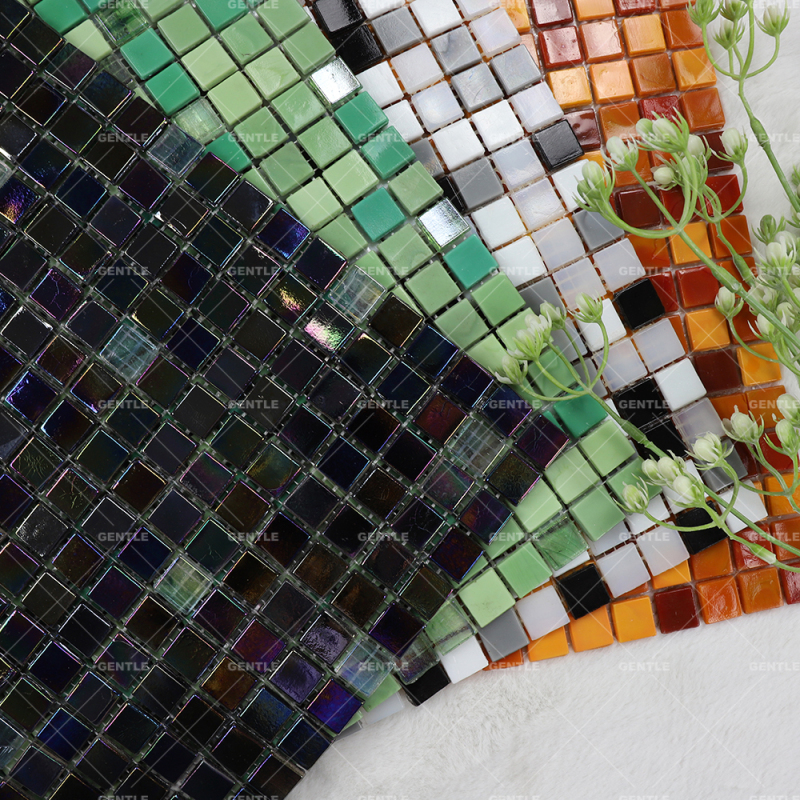 Custom Black Square Hot Melt Glass Mosaic Tiles