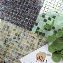Wholesale Light Yellow Square Hot Melt Glass Mosaic Tiles