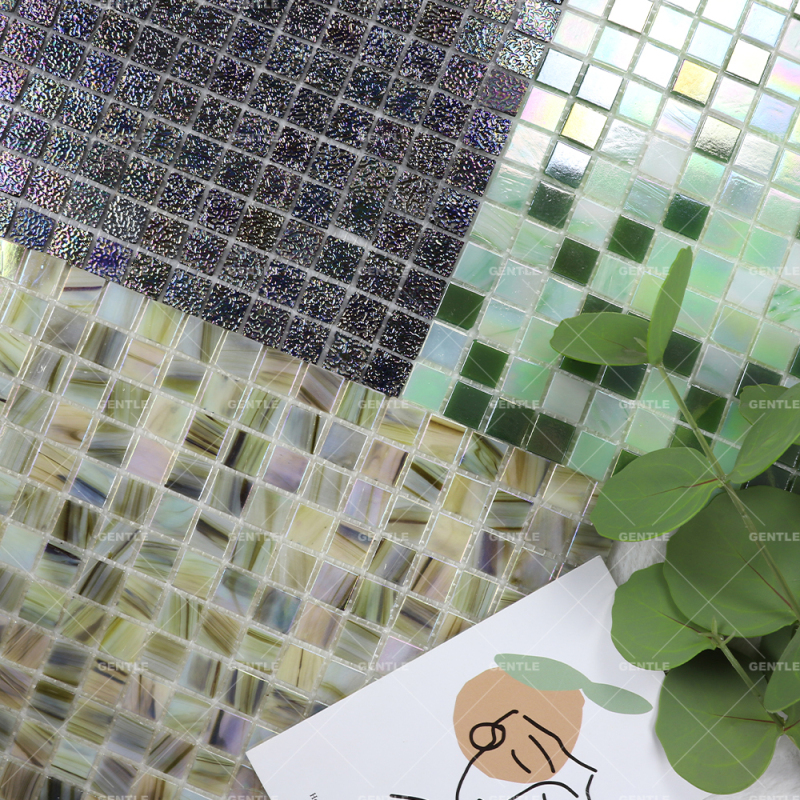 Wholesale Light Yellow Square Hot Melt Glass Mosaic Tiles