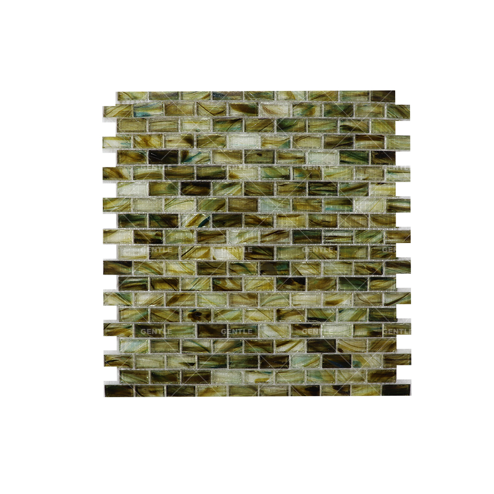 Wholesale Green Rectangular Hot Melt Glass Mosaic Tiles
