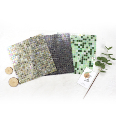 Custom Iridescent Electroplate Square Hot Melt Glass Mosaic Tiles