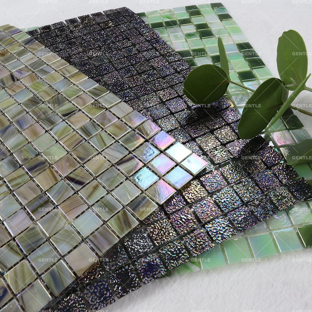 Wholesale Light Yellow Square Hot Melt Glass Mosaic Tiles