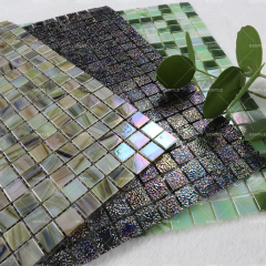 Wholesale Light Yellow Square Hot Melt Glass Mosaic Tiles