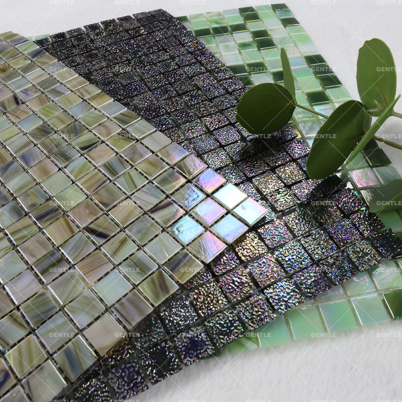 Wholesale Light Yellow Square Hot Melt Glass Mosaic Tiles