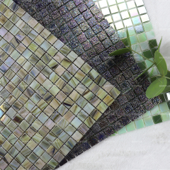 Custom Iridescent Electroplate Square Hot Melt Glass Mosaic Tiles