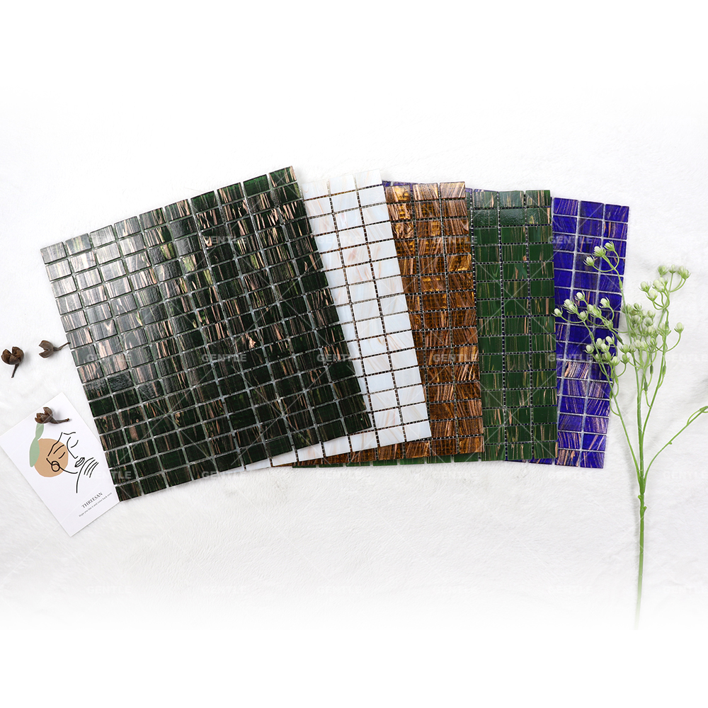 Custom Blackish Green Rectangular Hot Melt Glass Mosaic Tiles