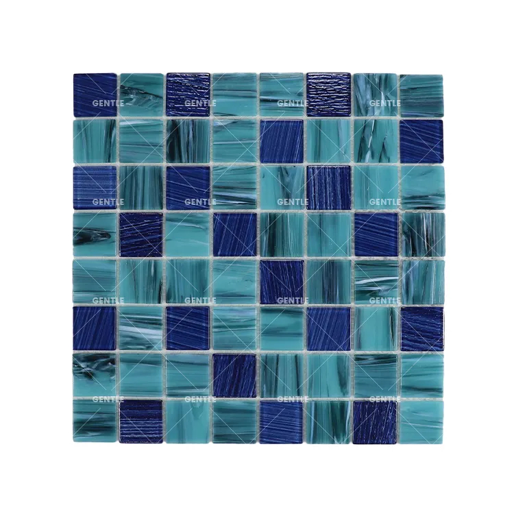 New style 36x36mm green blue color glass pool tiles durable glass