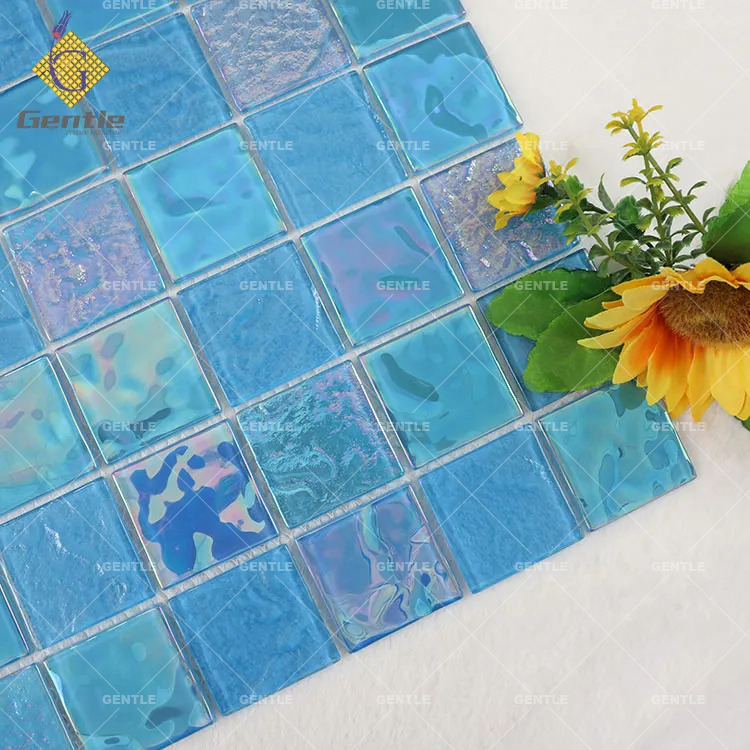 Wholesale 48X48MM Sky Blue Crystal Glass Mosaic Tiles