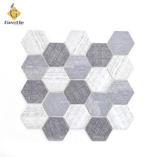 Custom Wood Texture Hexagon Recycled Glass Mosaic Tiles