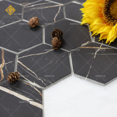 Marble Hexagon Recycled Glass Mosaic