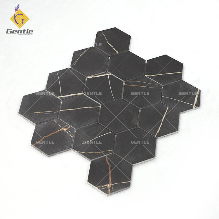 Black Marble Hexagon Recycled Glass Mosaic