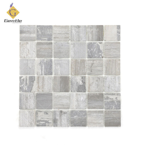 Wholesale Light Grey Wood Texture Recycled Glass Mosaic Tiles