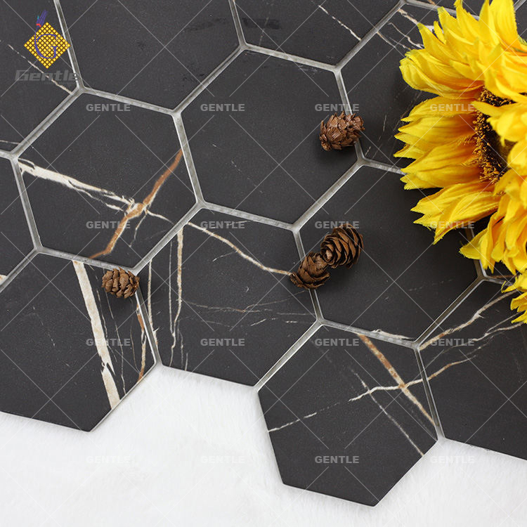 Marble Hexagon Recycled Glass Mosaic