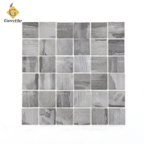 Wholesale Dark Grey Wood Texture Recycled Glass Mosaic