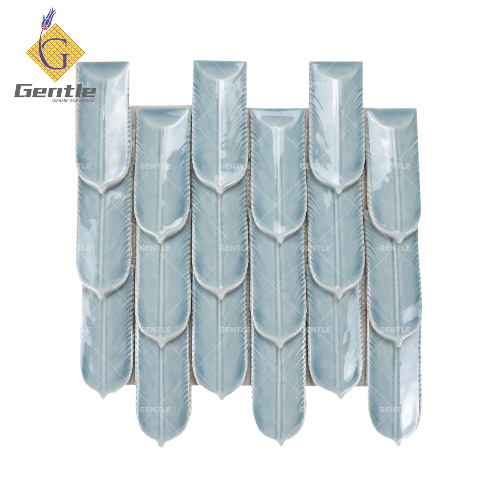 Feather dropping 3D gray white ice cracked handmade art tiles for wall