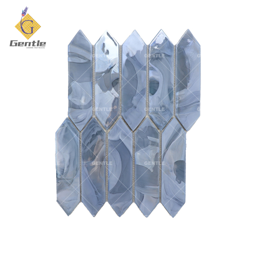 Wholesale Long Hexagonal Blue Hot Melt Glass Mosaic Tiles