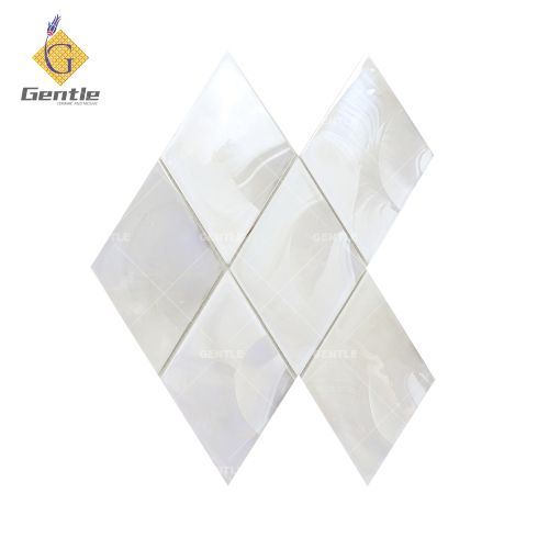 Custom Pearl White Diamond Shape Hot Melt Glass Mosaic Tiles