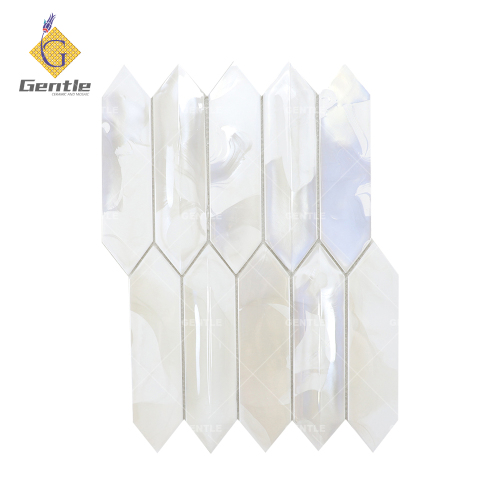 Customized Long Hexagonal White Hot Melt Glass Mosaic Tiles