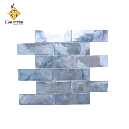 Wholesale Blue Rectangular Hot Melt Glass Mosaic Tiles