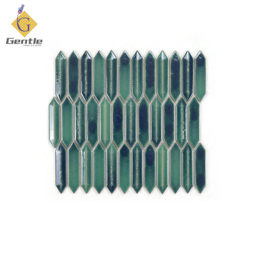 Wholesale 23X107MM Green Variation Ceramic Mosaic Tiles