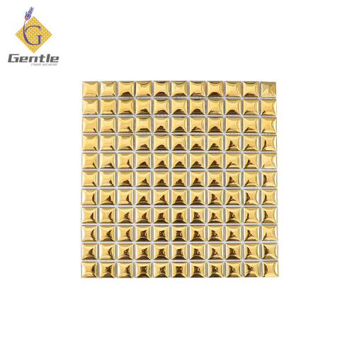 Customized 3D 25X25MM Gold Square Ceramic Mosaic Tiles