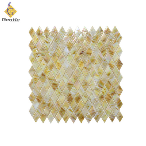 Customized Yellow Shell Textured Hot Melt Glass Mosaic Tiles