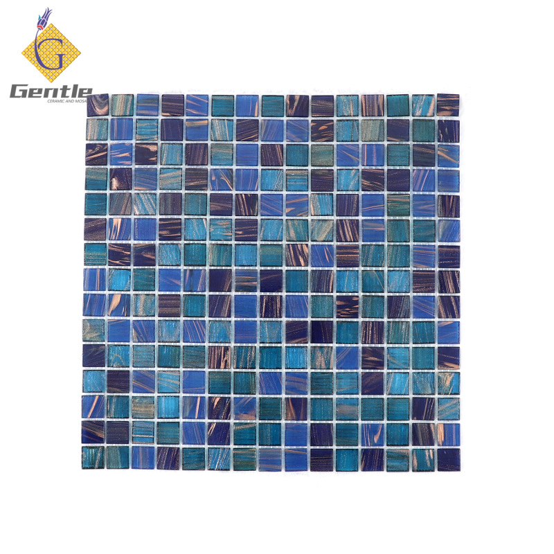 Customized Mixed Blue Square Hot Melt Mosaic Tiles