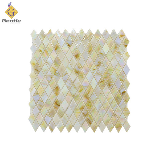 Wholesale Light Yellow Shell Textured Hot Melt Glass Mosaic Tiles