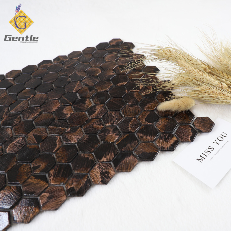 Custom Brown Hexagonal Hot Melt Mosaic Tiles