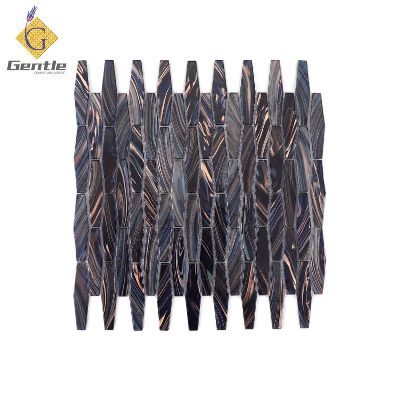 Customized Brown & Black Diamond Hot Melt Glass Mosaic Tiles