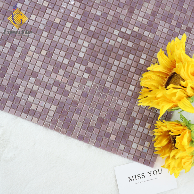 Customized Purple Square Hot Melt Mosaic Tiles For Wall