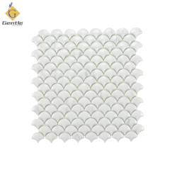 Wholesale White Fan-Shaped Recycled Glass Mosaic Tiles