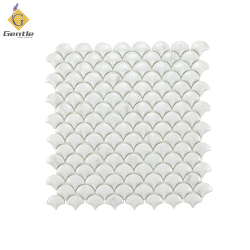 Wholesale White Fan-Shaped Recycled Glass Mosaic Tiles