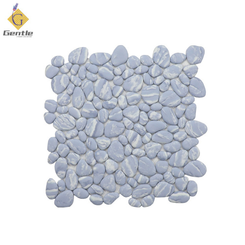 Wholesale Light Blue Cobblestone Shape Recycled Glass Mosaic Tiles