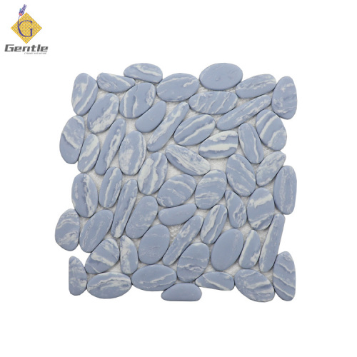 Custom Light Blue Cobblestone Shape Recycled Glass Mosaic Tiles