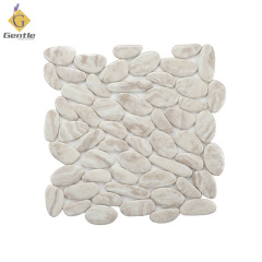 Custom White Cobblestone Shape Recycled Glass Mosaic Tiles