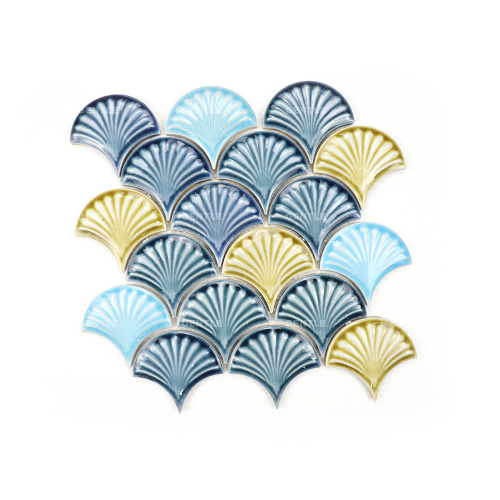 Customize Mixed Color Fan Shape Ceramic Mosaic Tiles