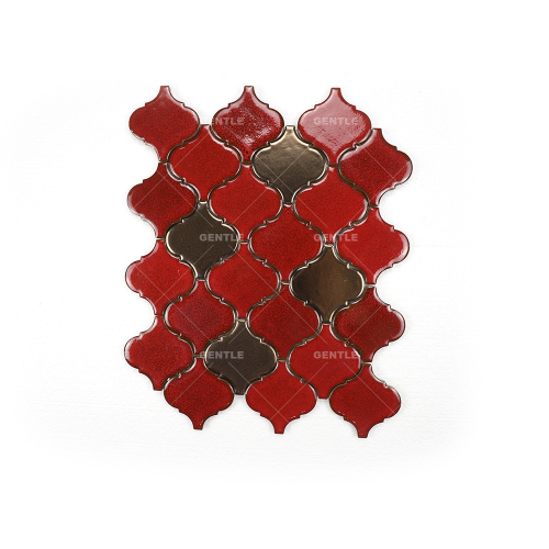 Wholesale Red and Gold Lantern Glossy Ceramic Mosaic Tiles