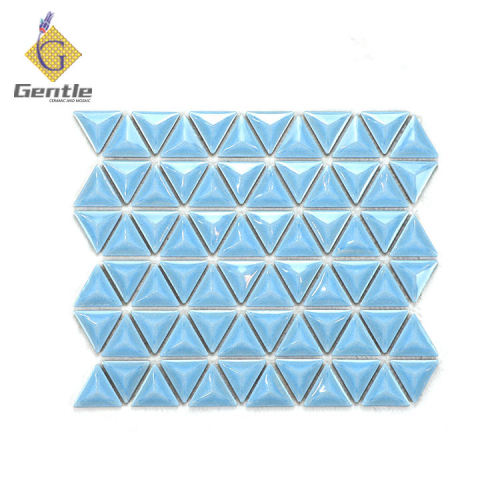 Custom Light Blue Triangular Ceramic Mosaic Tiles For Living Room