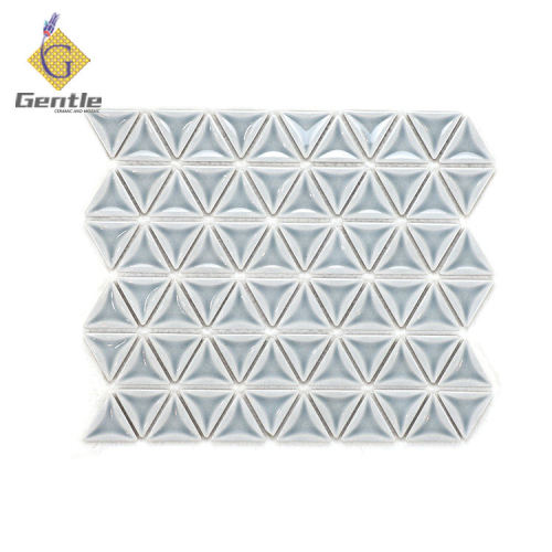 Custom Light Grey Triangular Ceramic Mosaic Tiles For Backsplash