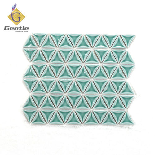 Wholesale Light Green Triangular Ceramic Mosaic Tiles For Wall