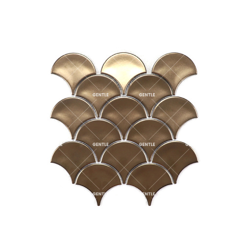 Wholesale Golden Fan Shaped Ceramic Mosaic Tiles