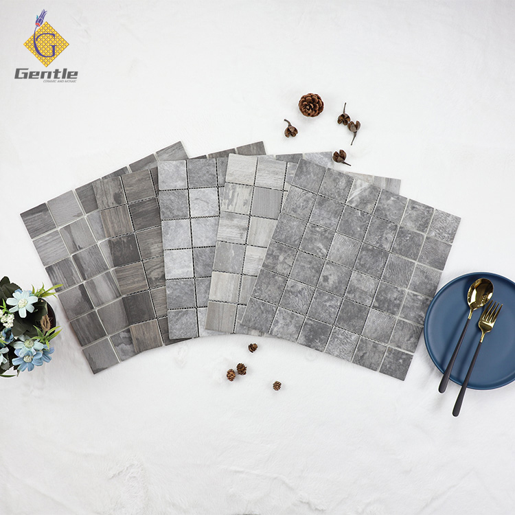 Custom Grey Square Recycled Glass Mosaic Tiles