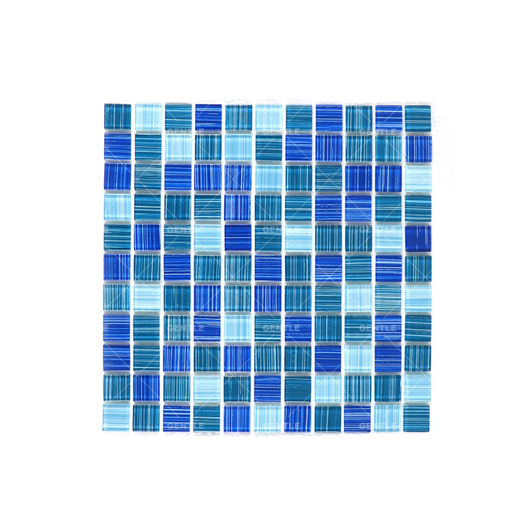 Custom Green And Blue Mixed Glass Mosaic Sheet For Swimming Pool