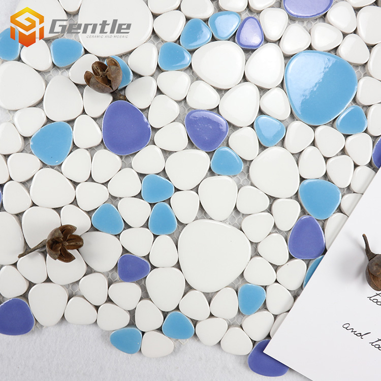 Custom  Cobblestone Shape Ceramic Mosaic For Garden Floor