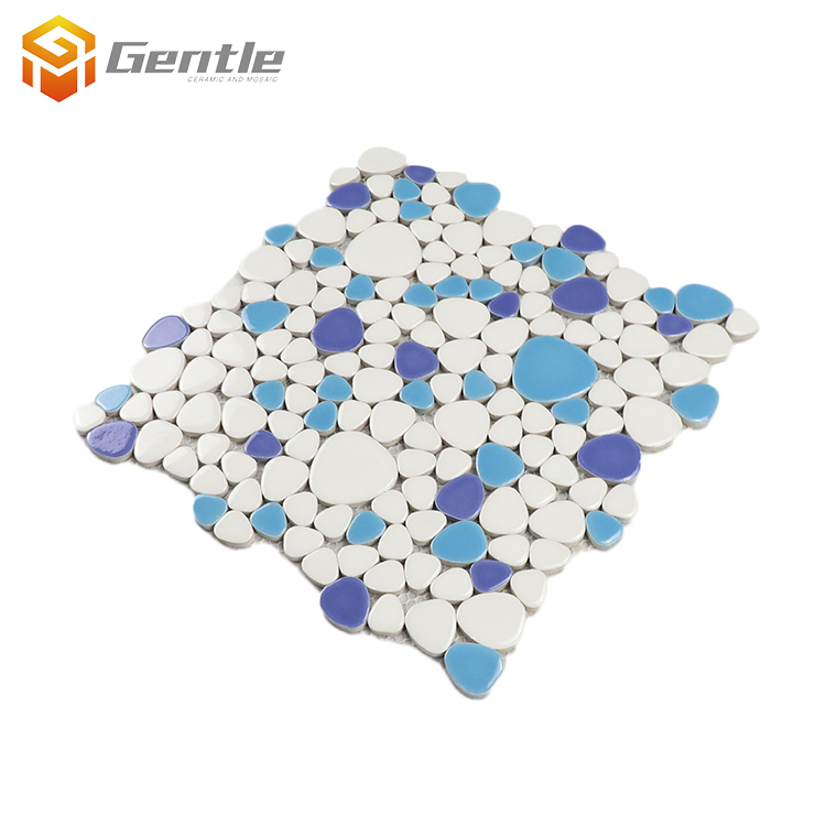 Custom  Cobblestone Shape Ceramic Mosaic For Garden Floor