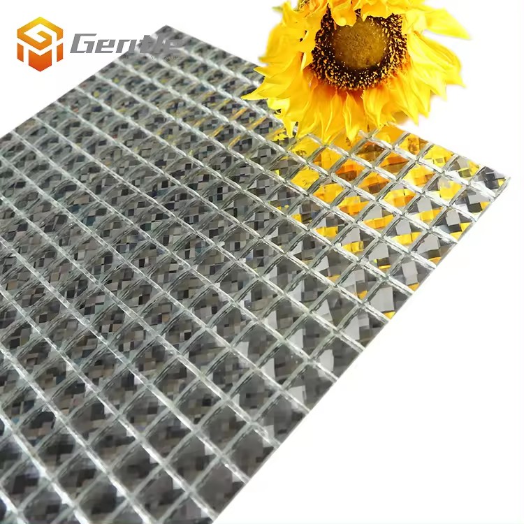 Wholesale 15X15MM Diamond Face Silver Pure Crystal Glass Mosaic Tiles