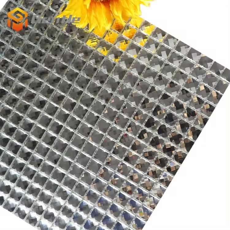 Wholesale 15X15MM Diamond Face Silver Pure Crystal Glass Mosaic Tiles