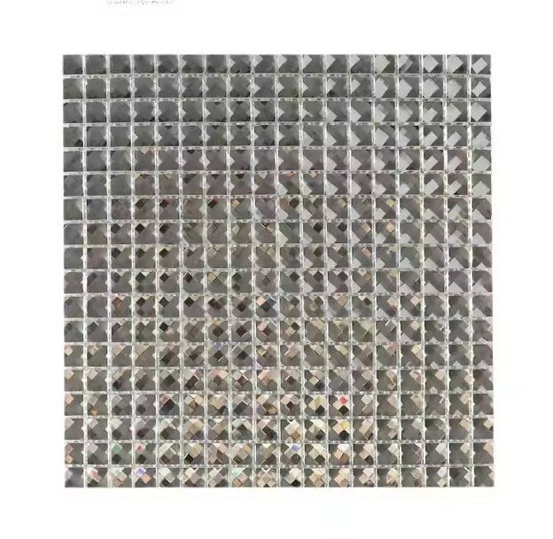 Wholesale 15X15MM Diamond Face Silver Pure Crystal Glass Mosaic Tiles